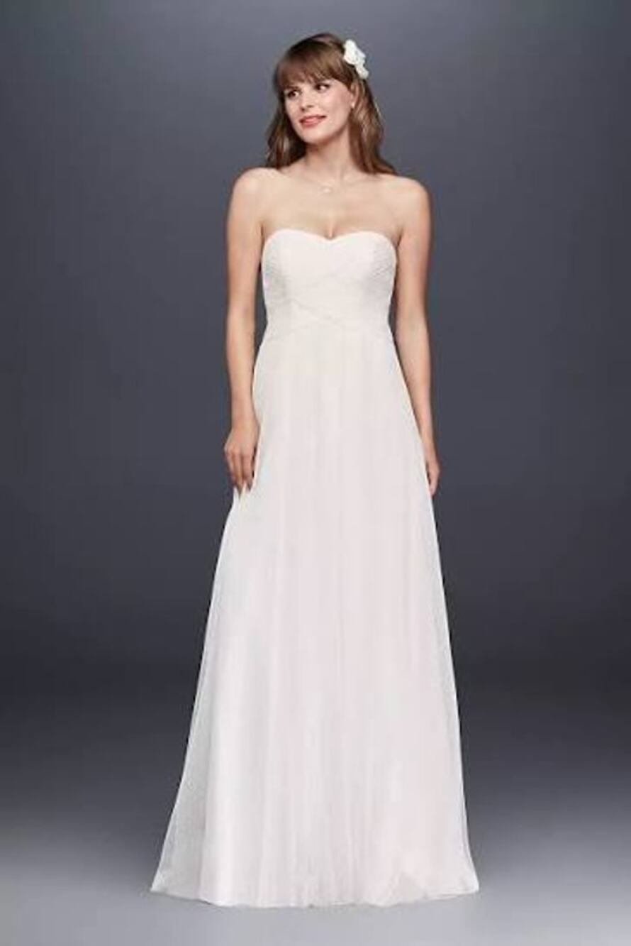 Galina David's Bridal Swiss Dot Tulle Empire Waist Soft Wedding Gown Size 14 New
